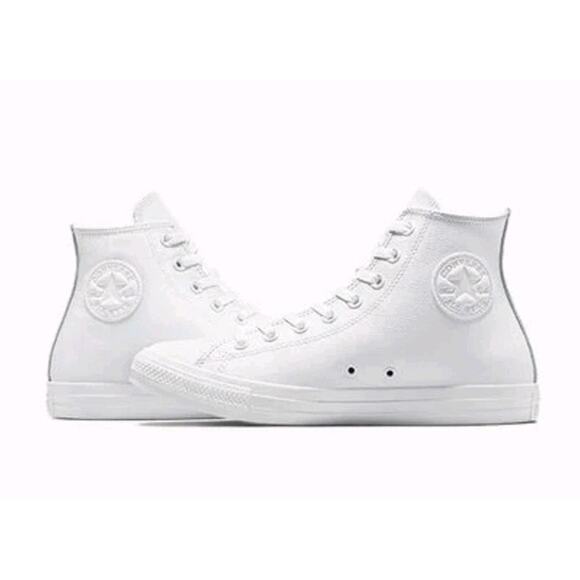 Converse Chuck Taylor Hi Leather Tri-White Men’s 13/Women’s 15 Preppy Grunge - Picture 1 of 8